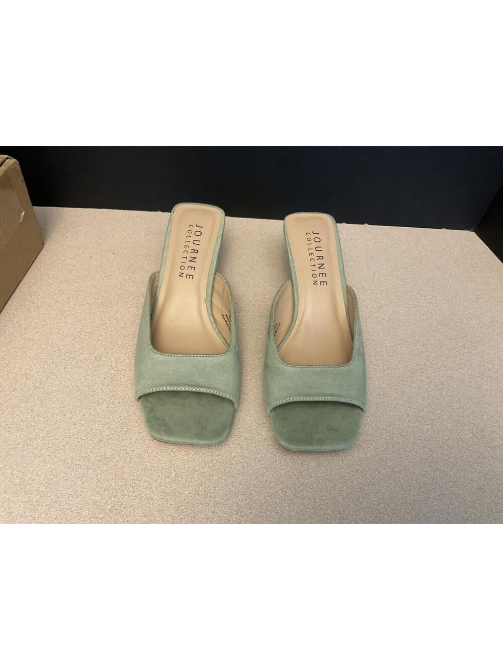 New! Womens Journee Collection Larna Sage Slip On Kitten Heel Sandals. Size 6. - Picture 2 of 6